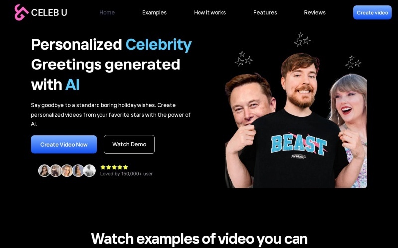 CelebU：AI个性化名人问候视频制作工具