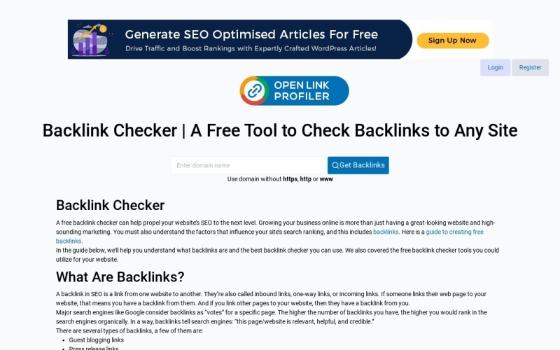 Openlinkprofiler：免费网站反链查询工具