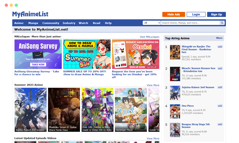 MyAnimeList：在线动漫和漫画数据库评分网站