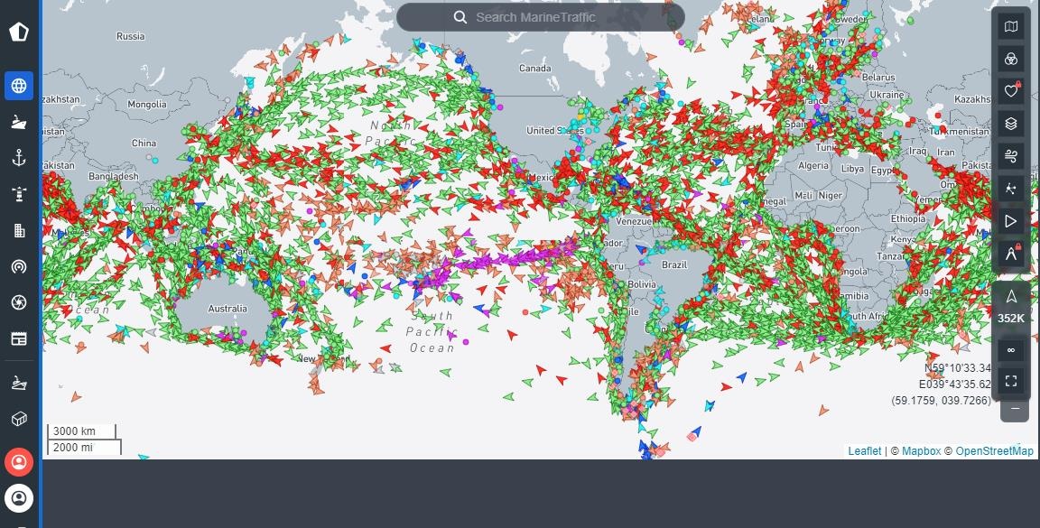 MarineTraffic：在线国际船舶位置实时追踪查询工具