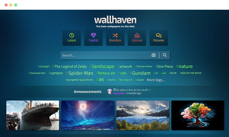 Wallhaven：免费高清壁纸图片下载网站