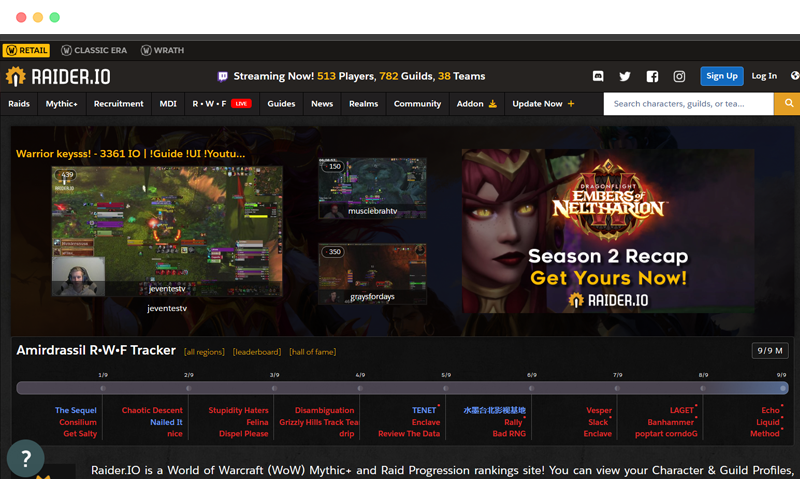 Raider.io:魔兽世界WoW神话与团队进度排名数据分析网站 Raider.io:魔兽世界WoW神话与团队进度排名数据分析网站
