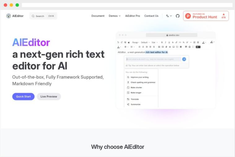 AiEditor:基于人工智能技术的AI富文本编辑器 AiEditor:基于人工智能技术的AI富文本编辑器