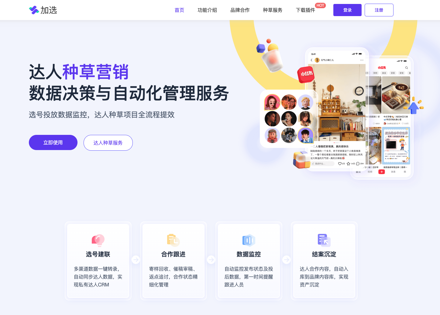 加选:高效的小红书、抖音达人种草营销管理及数据监控分析平台 加选:高效的小红书、抖音达人种草营销管理及数据监控分析平台