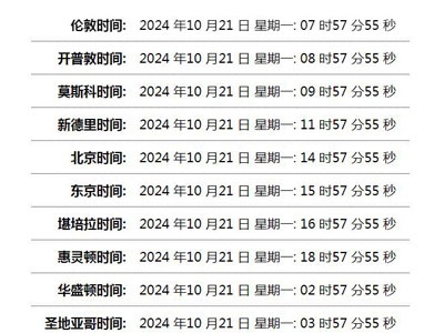 世界时间单页网站HTML源码 世界时间单页网站HTML源码