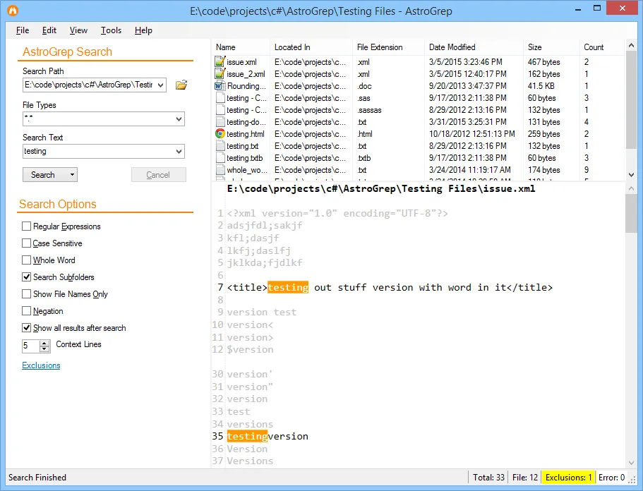 AstroGrep(免费文本内容搜索工具)