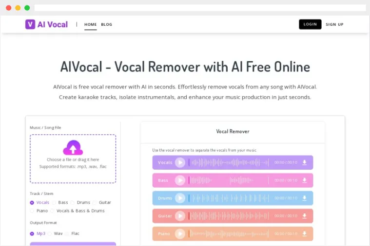 AIVocal:AI驱动的在线免费人声分离消除工具 AIVocal:AI驱动的在线免费人声分离消除工具