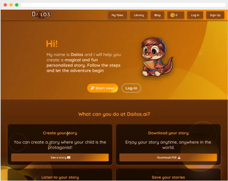 Dailos.ai：AI驱动的在线个性化儿童故事创作平台