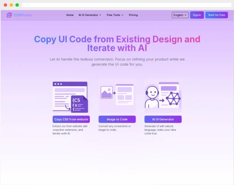 CSSPicker:AI驱动的UI设计图转前端代码工具 CSSPicker:AI驱动的UI设计图转前端代码工具