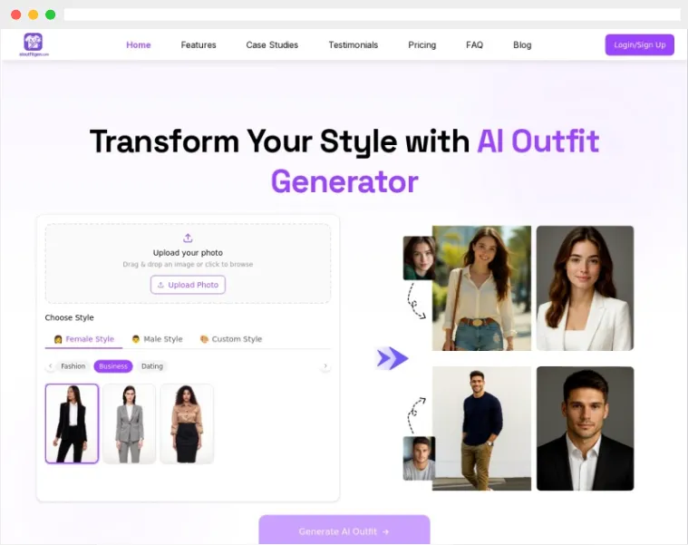 OutfitAI:AI驱动的在线虚拟试衣及一键换装换装平台 OutfitAI:AI驱动的在线虚拟试衣及一键换装换装平台