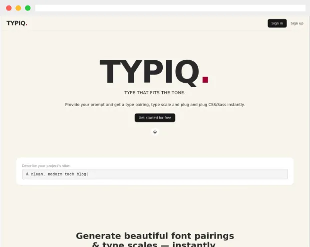 Typiq：AI驱动的在线字体搭配和响应式排版设计工具
