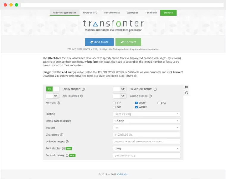 Transfonter：免费专业的在线字体转换工具