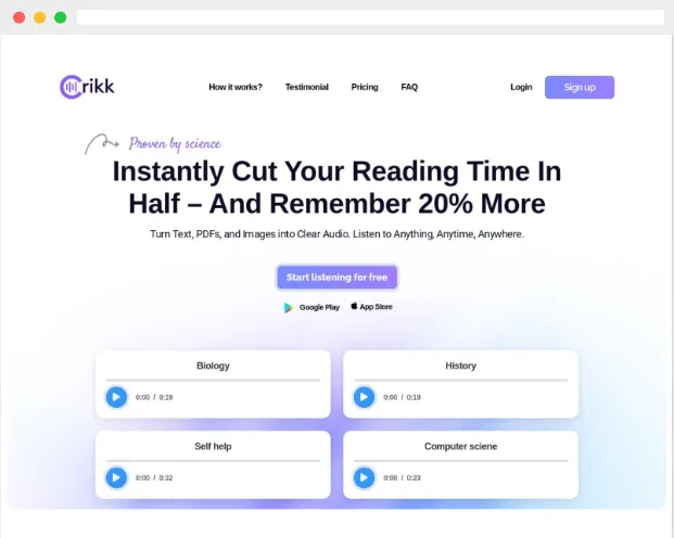 Crikk:AI驱动的在线文字、PDF及图片转语音工具 Crikk:AI驱动的在线文字、PDF及图片转语音工具