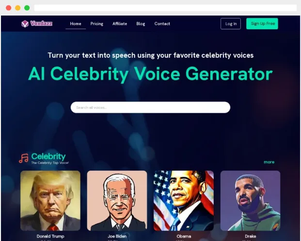 Voxdazz：AI驱动的文字转名人声音的在线语音生成器