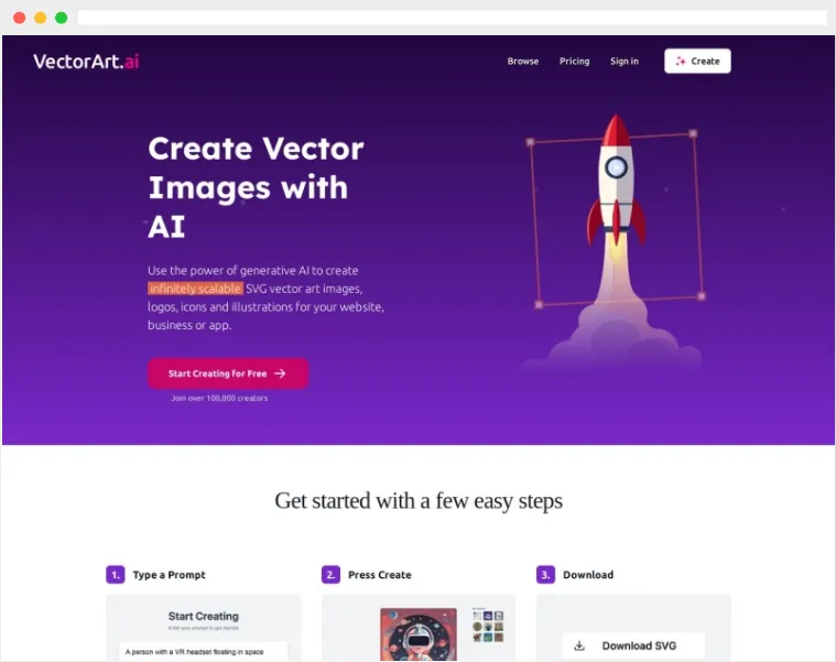 VectorArt.ai：在线AI生成SVG矢量图形工具，支持草图和文字描述