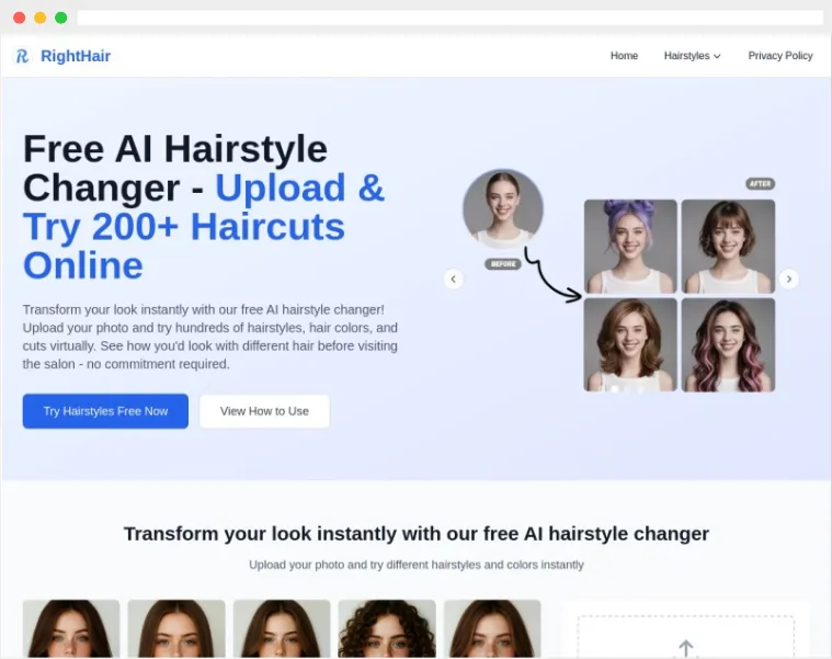 RightHair：免费在线AI发型变换工具