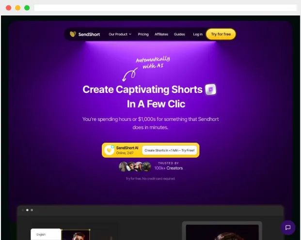 SendShort:AI驱动的在线全自动短视频生成与编辑平台 SendShort:AI驱动的在线全自动短视频生成与编辑平台
