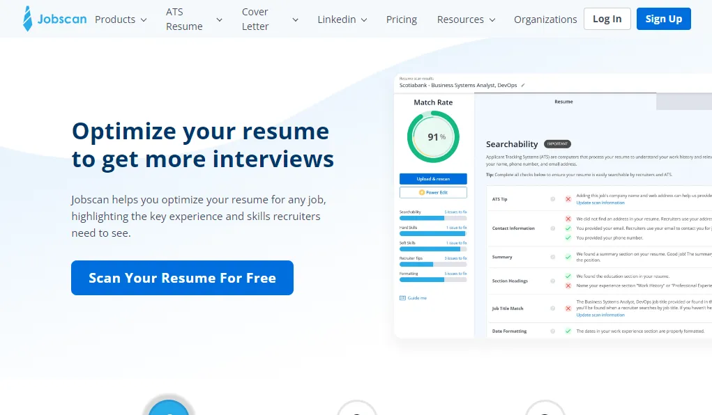 Jobscan:AI驱动的求职简历生成及优化工具平台 Jobscan:AI驱动的求职简历生成及优化工具平台