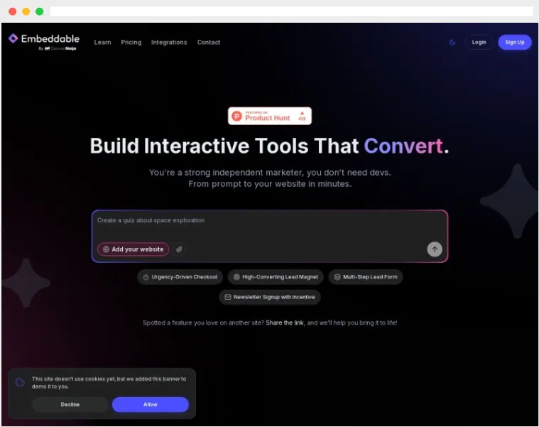 Embeddable:AI驱动的无代码嵌入式组件生成平台 Embeddable:AI驱动的无代码嵌入式组件生成平台