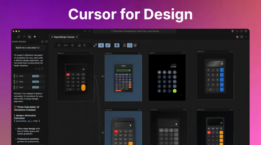 SuperDesign：集成IDE的开源AI设计Agent，用自然语言生成UI界面