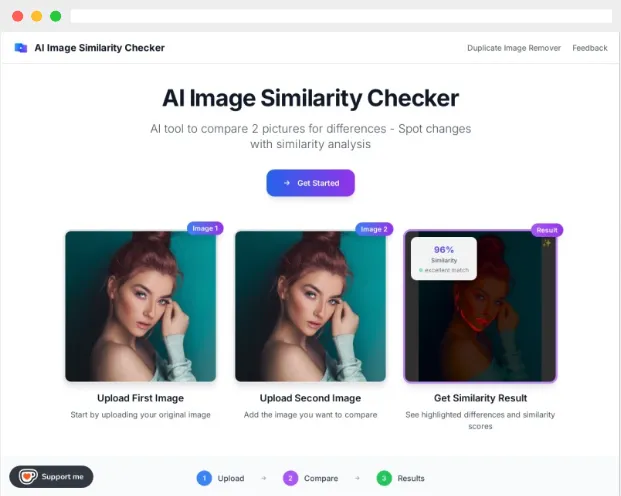 AI Image Similarity Checker：AI驱动的在线图片相似度对比分析工具