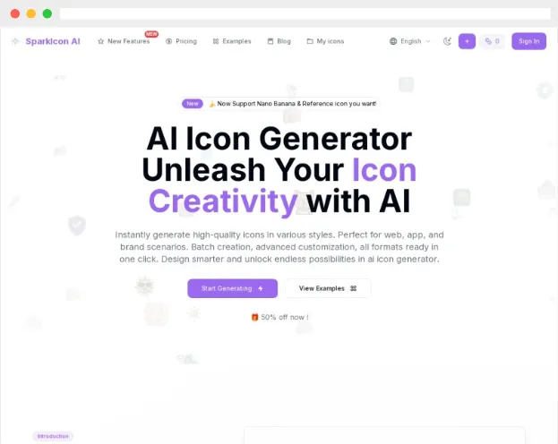 SparkIcon AI：基于人工智能技术的在线AI图标生成器
