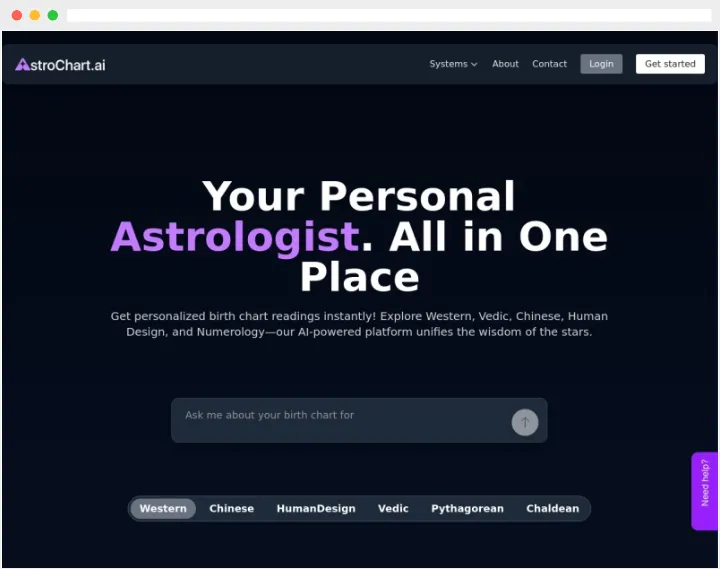 AstroChart.ai：AI赋能的在线占星平台，提供个性化星盘解读与占星学见解