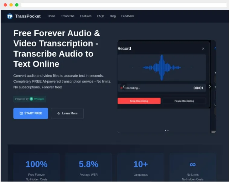 TransPocket:AI驱动的免费在线语音转文字工具,支持多语言与高精度输出 TransPocket:AI驱动的免费在线语音转文字工具,支持多语言与高精度输出