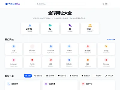 HTML静态全球网址大全导航网站源码(支持多语言) HTML静态全球网址大全导航网站源码(支持多语言)